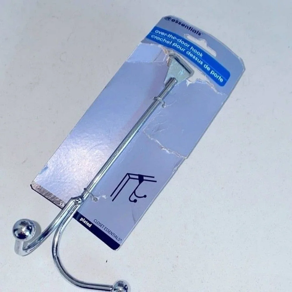Essentials Over-the-Door Double Hooks New Chrome Plated Silver‎ Color